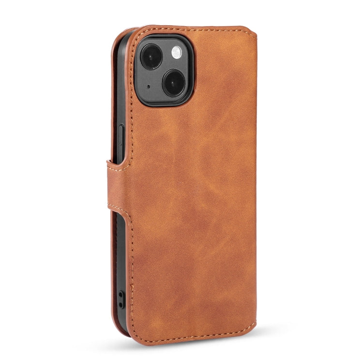 DG.MING Retro Oil Side Horizontal Flip Leather Case with Holder & Card Slots & Wallet, Compatible with iPhone 13
