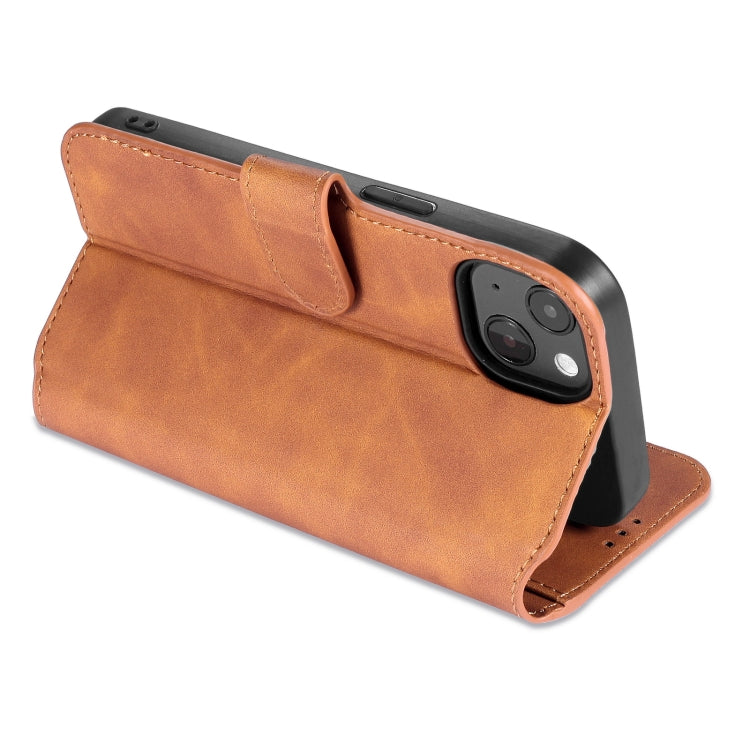 DG.MING Retro Oil Side Horizontal Flip Leather Case with Holder & Card Slots & Wallet, Compatible with iPhone 13