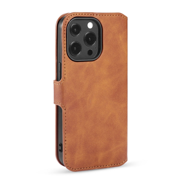 DG.MING Retro Oil Side Horizontal Flip Leather Case with Holder & Card Slots & Wallet, Compatible with iPhone 13 Pro