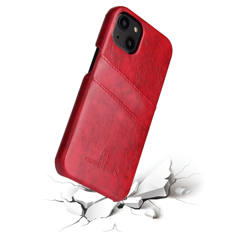 Fierre Shann Retro Oil Wax Texture PU Leather Case with Card Slots, Compatible with iPhone 13