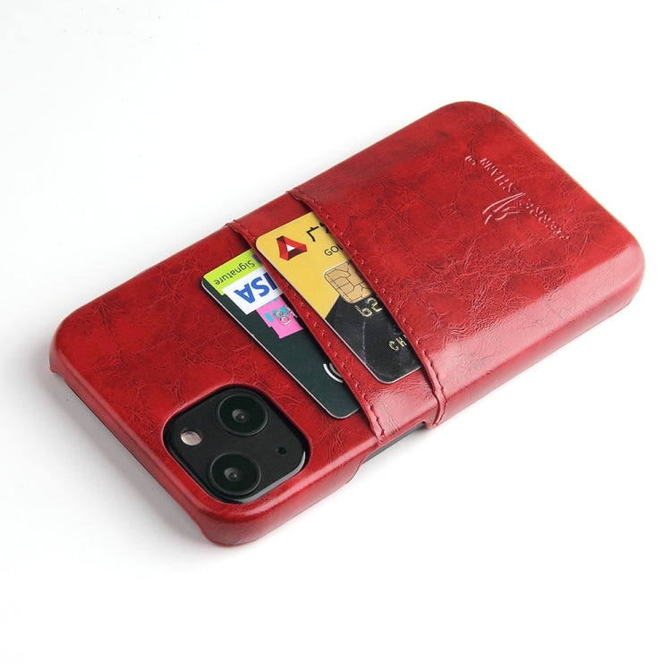 Fierre Shann Retro Oil Wax Texture PU Leather Case with Card Slots, Compatible with iPhone 13