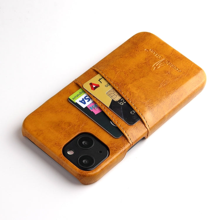 Fierre Shann Retro Oil Wax Texture PU Leather Case with Card Slots, Compatible with iPhone 13 Mini