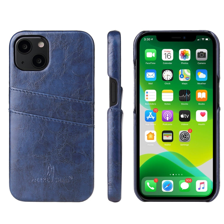 Fierre Shann Retro Oil Wax Texture PU Leather Case with Card Slots, Compatible with iPhone 13 Pro