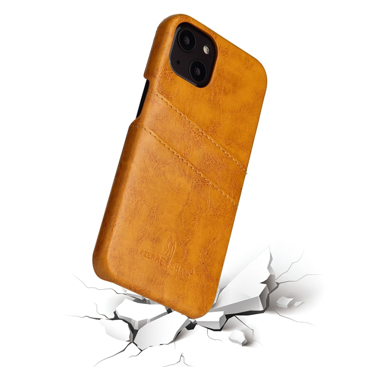 Fierre Shann Retro Oil Wax Texture PU Leather Case with Card Slots, Compatible with iPhone 13 Pro Max