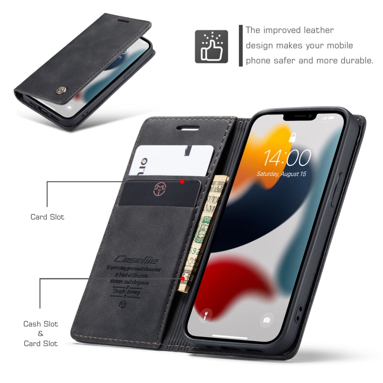 CaseMe-013 Multifunctional Retro Frosted Horizontal Flip Leather Case with Card Slot & Holder & Wallet, Compatible with iPhone 13