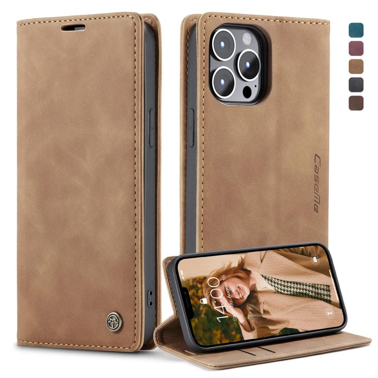 CaseMe-013 Multifunctional Retro Frosted Horizontal Flip Leather Case with Card Slot & Holder & Wallet, Compatible with iPhone 13 Pro