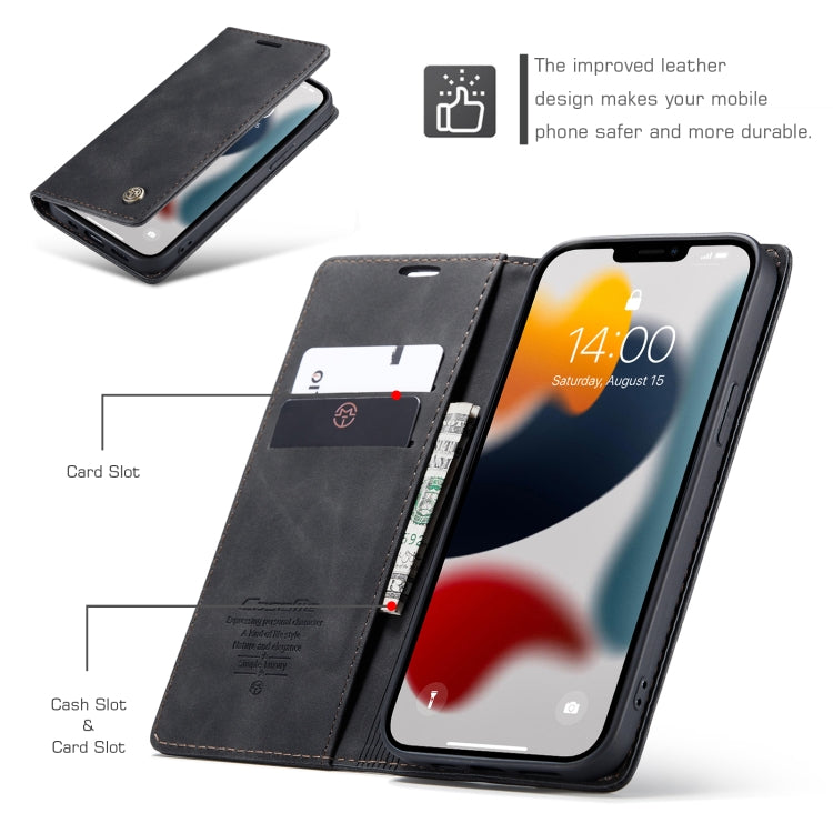 CaseMe-013 Multifunctional Retro Frosted Horizontal Flip Leather Case with Card Slot & Holder & Wallet, Compatible with iPhone 13 Pro Max