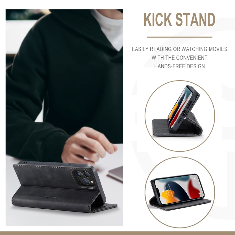 CaseMe-013 Multifunctional Retro Frosted Horizontal Flip Leather Case with Card Slot & Holder & Wallet, Compatible with iPhone 13 Pro Max