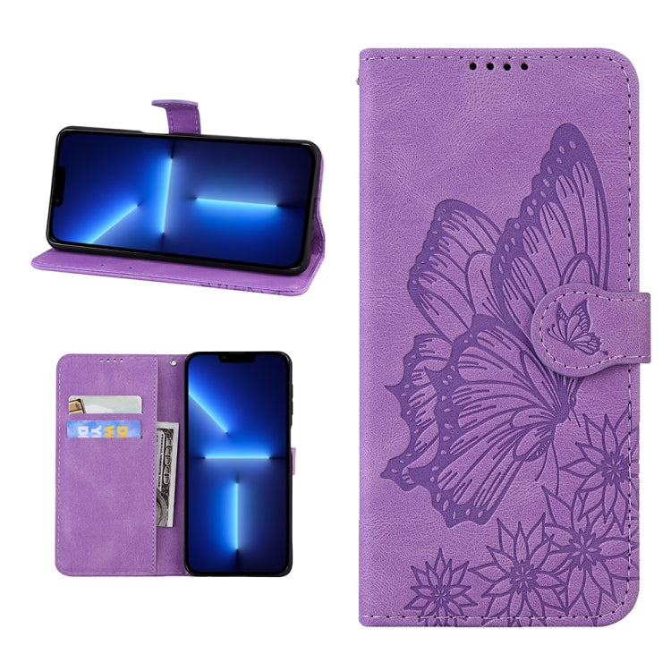 Retro Skin Feel Butterflies Embossing Horizontal Flip Leather Case with Holder & Card Slots & Wallet