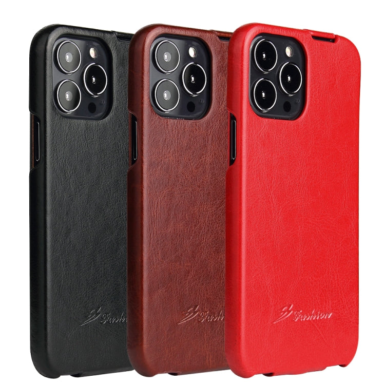 Fierre Shann Retro Oil Wax Texture Vertical Flip PU Leather Case