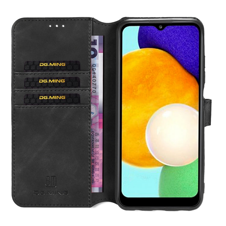 DG.MING Retro Oil Side Horizontal Flip Leather Case with Holder & Card Slots & Wallet, Compatible with Samsung Galaxy A03s 166mm
