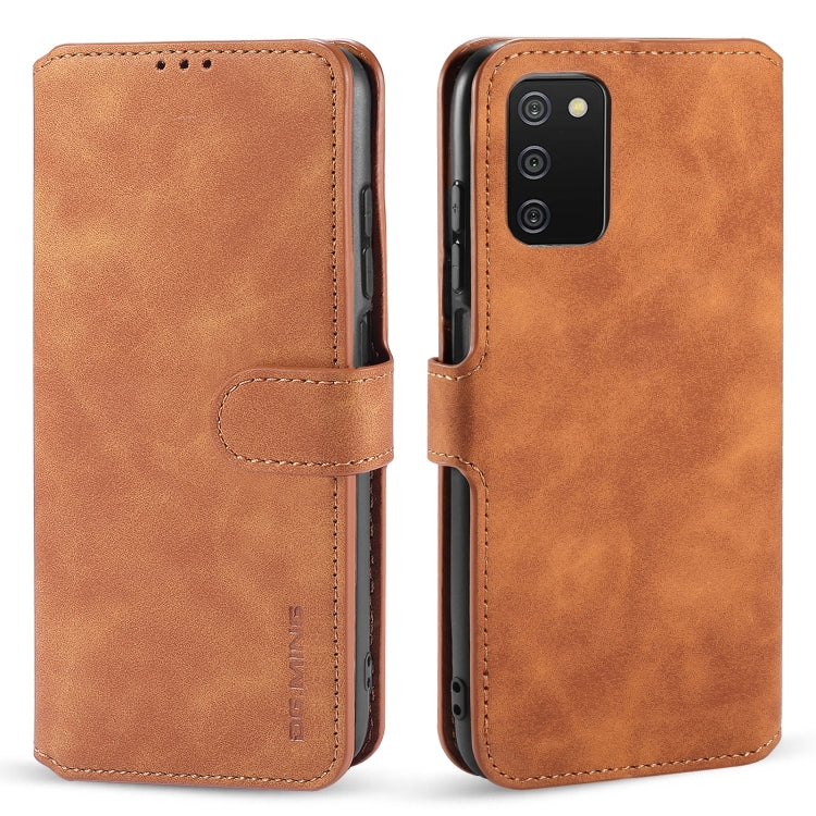 DG.MING Retro Oil Side Horizontal Flip Leather Case with Holder & Card Slots & Wallet, Compatible with Samsung Galaxy A03s 166mm