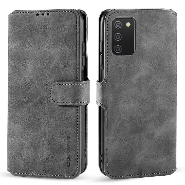 DG.MING Retro Oil Side Horizontal Flip Leather Case with Holder & Card Slots & Wallet, Compatible with Samsung Galaxy A03s 166mm