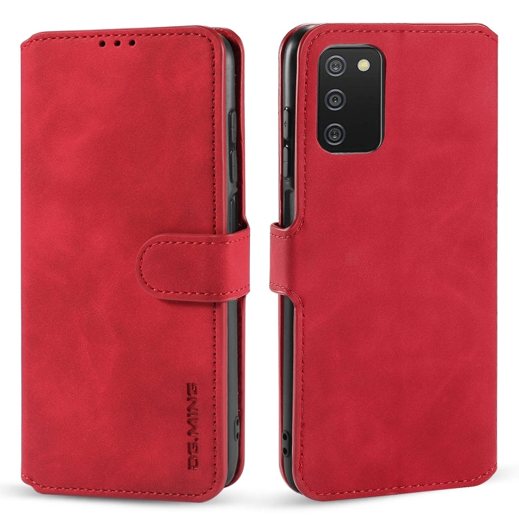 DG.MING Retro Oil Side Horizontal Flip Leather Case with Holder & Card Slots & Wallet, Compatible with Samsung Galaxy A03s 166mm