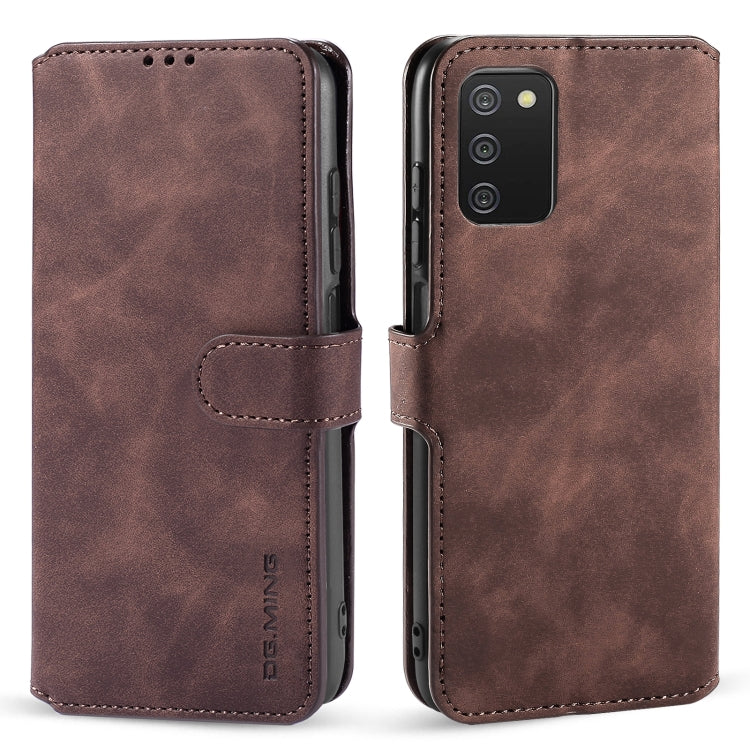 DG.MING Retro Oil Side Horizontal Flip Leather Case with Holder & Card Slots & Wallet, Compatible with Samsung Galaxy A03s 166mm