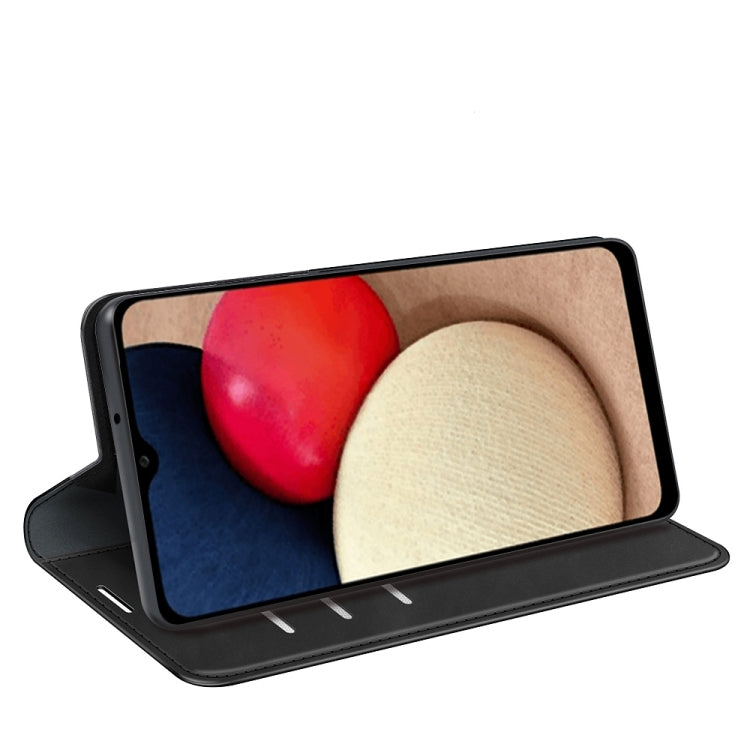Retro-skin Magnetic Suction Leather Case with Holder & Card Slots & Wallet, Compatible with Galaxy A03s 166mm