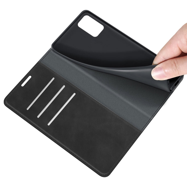 Retro-skin Magnetic Suction Leather Case with Holder & Card Slots & Wallet, Compatible with Galaxy A03s 166mm