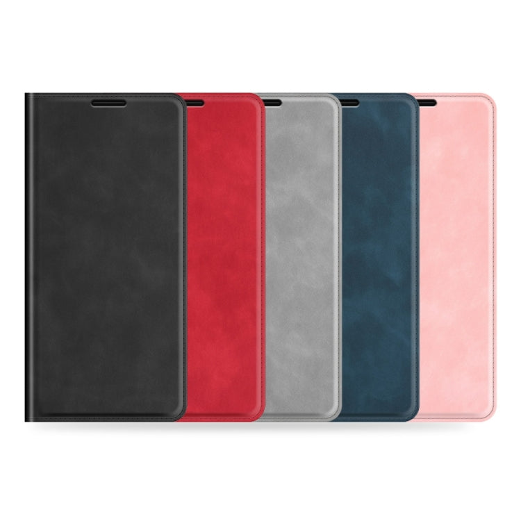 Retro-skin Magnetic Suction Leather Case with Holder & Card Slots & Wallet, Compatible with Galaxy A03s 166mm