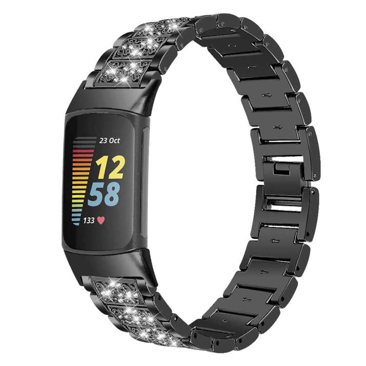 Diamond Stainless Steel Replacement Strap Watchband, Compatible with Fitbit Charge 5