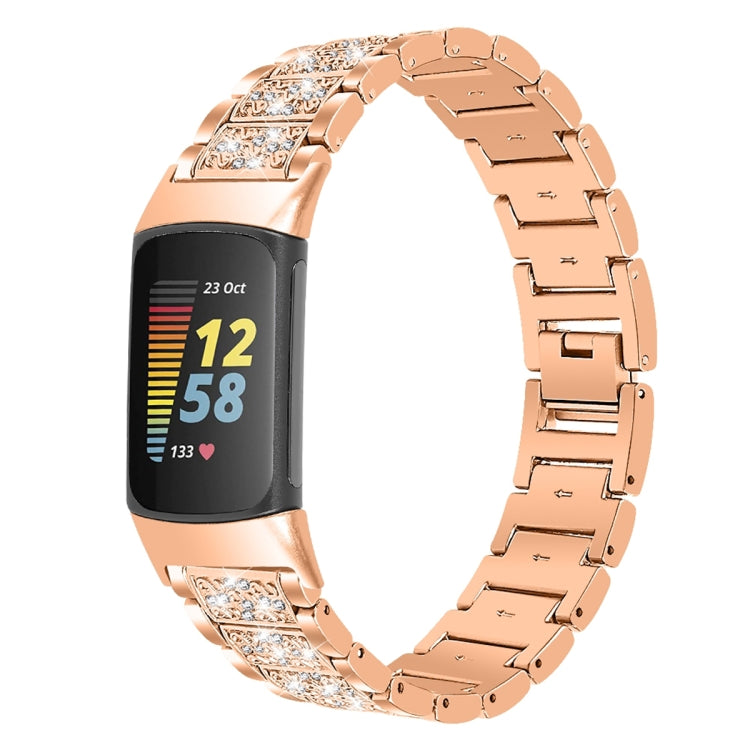 Diamond Stainless Steel Replacement Strap Watchband, Compatible with Fitbit Charge 5
