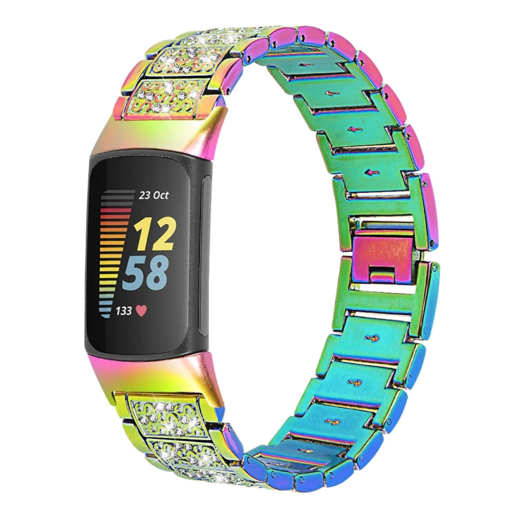 Diamond Stainless Steel Replacement Strap Watchband, Compatible with Fitbit Charge 5