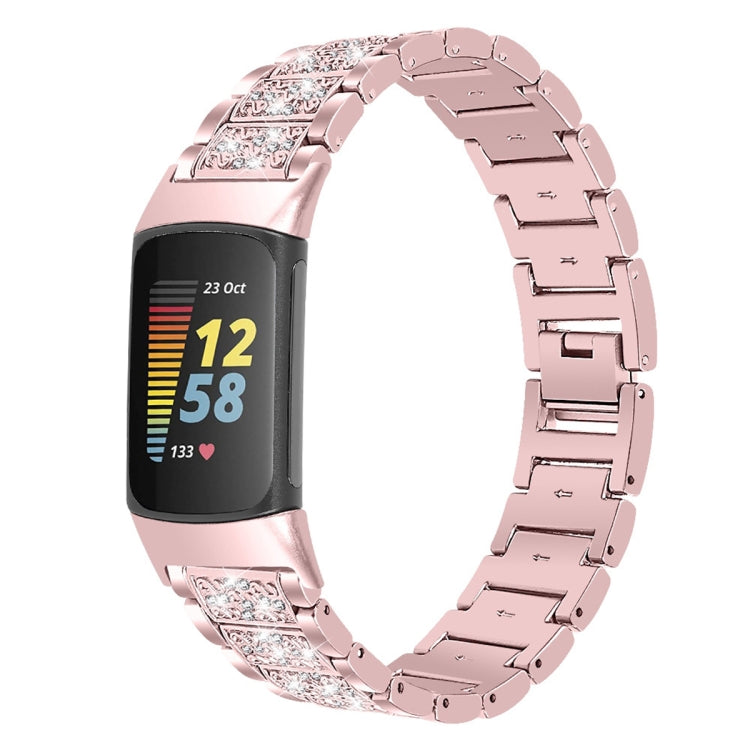 Diamond Stainless Steel Replacement Strap Watchband, Compatible with Fitbit Charge 5