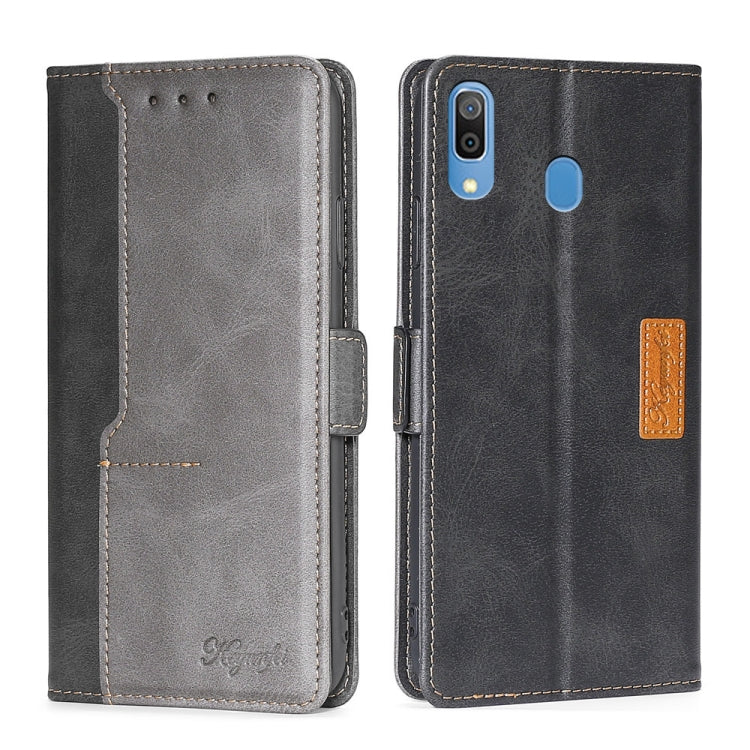 Retro Texture Contrast Color Buckle Horizontal Flip Leather Case with Holder