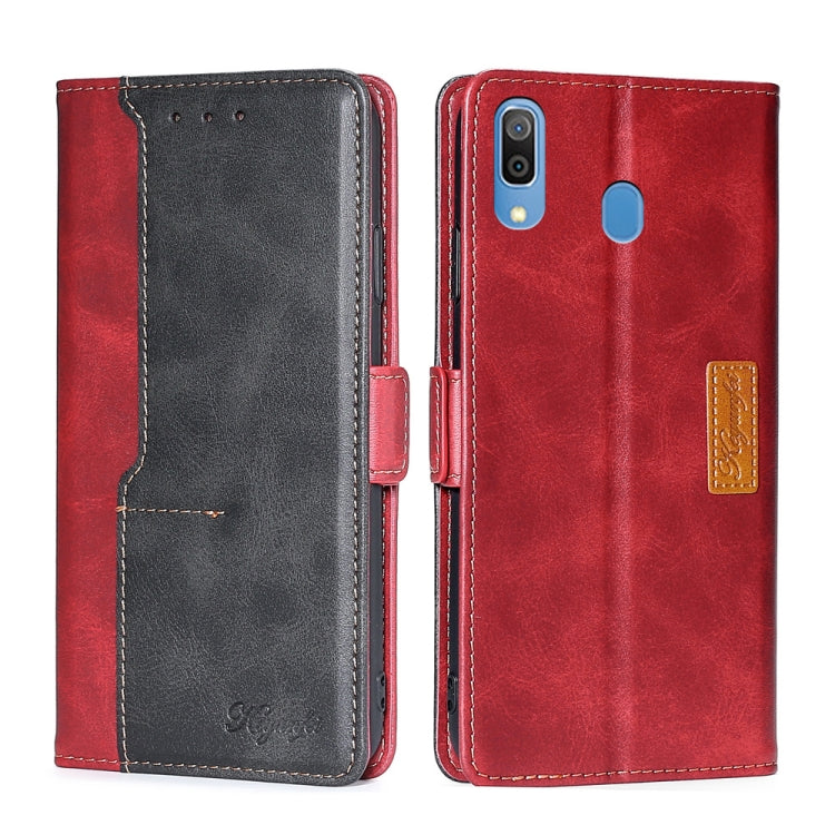 Retro Texture Contrast Color Buckle Horizontal Flip Leather Case with Holder