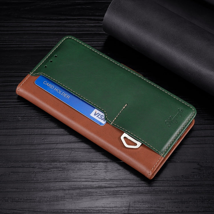 Retro Texture Contrast Color Buckle Horizontal Flip Leather Case with Holder