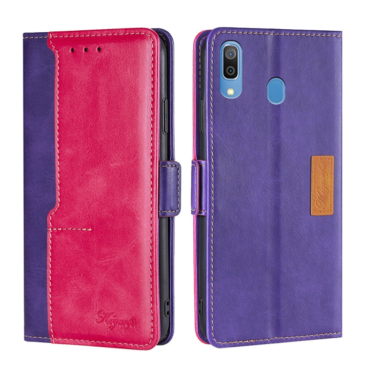 Retro Texture Contrast Color Buckle Horizontal Flip Leather Case with Holder