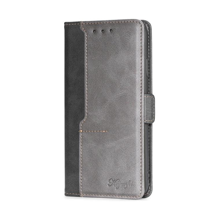 Retro Texture Contrast Color Buckle Horizontal Flip Leather Phone Case with Holder, Compatible with Google Pixel 5