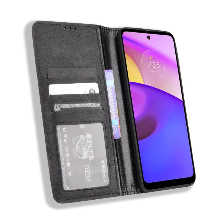 Magnetic Buckle Retro Crazy Horse Texture Horizontal Flip Phone Leather Case with Holder & Card Slots & Photo Frame, Compatible with Motorola Moto E40 / E30 / E20