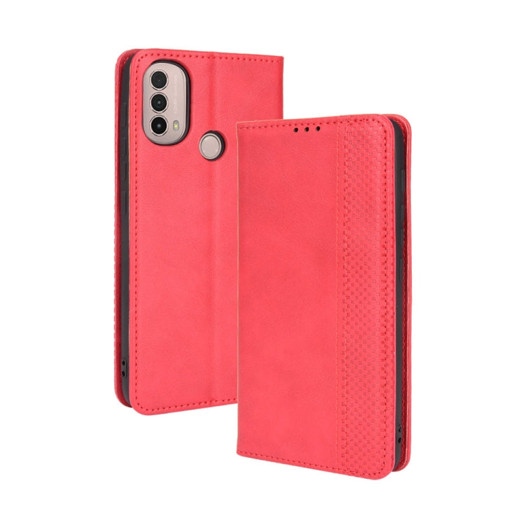 Magnetic Buckle Retro Crazy Horse Texture Horizontal Flip Phone Leather Case with Holder & Card Slots & Photo Frame, Compatible with Motorola Moto E40 / E30 / E20