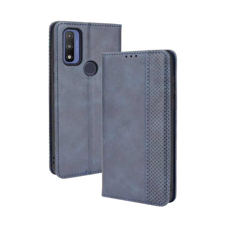 Magnetic Buckle Retro Crazy Horse Texture Horizontal Flip Phone Leather Case with Holder & Card Slots & Photo Frame, Compatible with Motorola G Pure