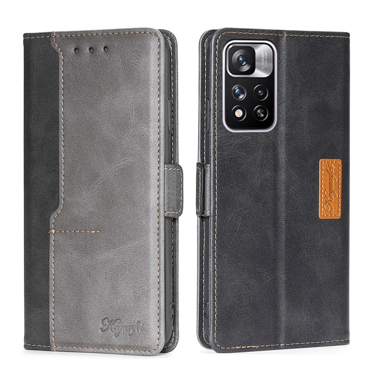 Retro Texture Contrast Color Side Buckle Horizontal Flip Leather Phone Case with Holder & Card Slots & Wallet