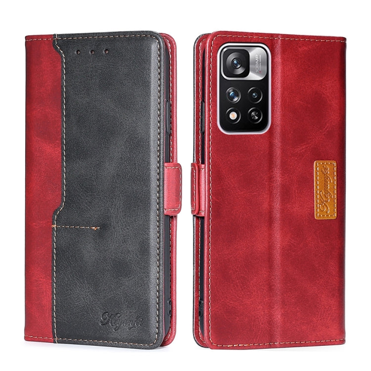 Retro Texture Contrast Color Side Buckle Horizontal Flip Leather Phone Case with Holder & Card Slots & Wallet
