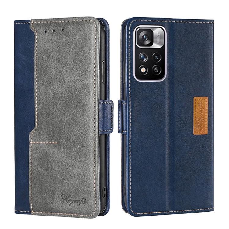 Retro Texture Contrast Color Side Buckle Horizontal Flip Leather Phone Case with Holder & Card Slots & Wallet