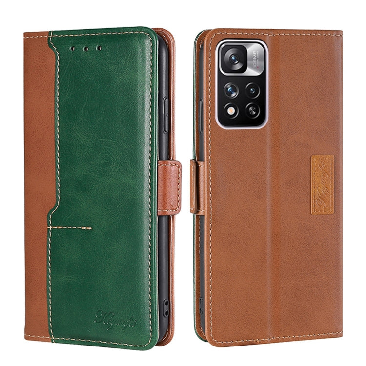 Retro Texture Contrast Color Side Buckle Horizontal Flip Leather Phone Case with Holder & Card Slots & Wallet