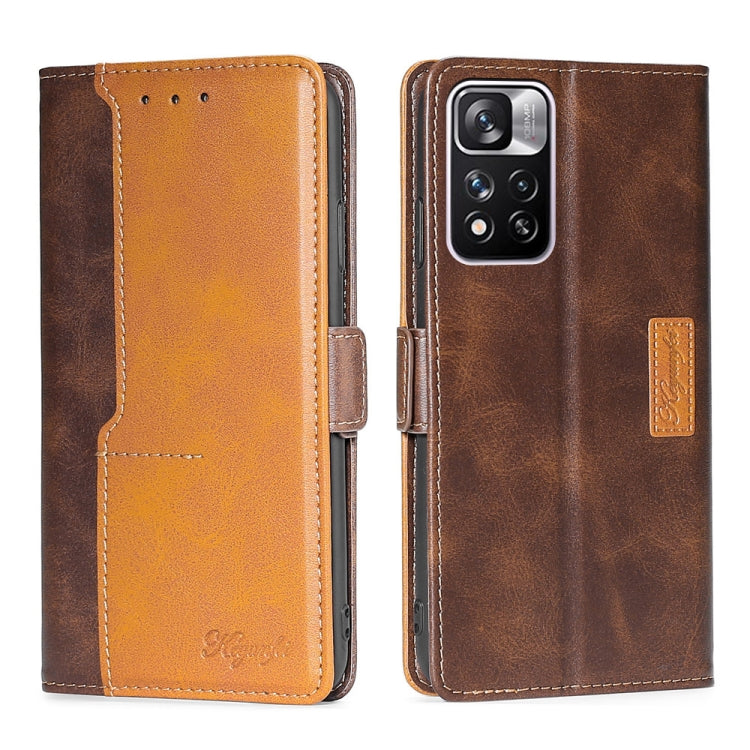 Retro Texture Contrast Color Side Buckle Horizontal Flip Leather Phone Case with Holder & Card Slots & Wallet