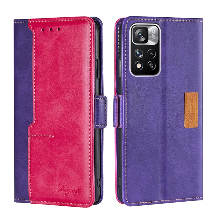 Retro Texture Contrast Color Side Buckle Horizontal Flip Leather Phone Case with Holder & Card Slots & Wallet