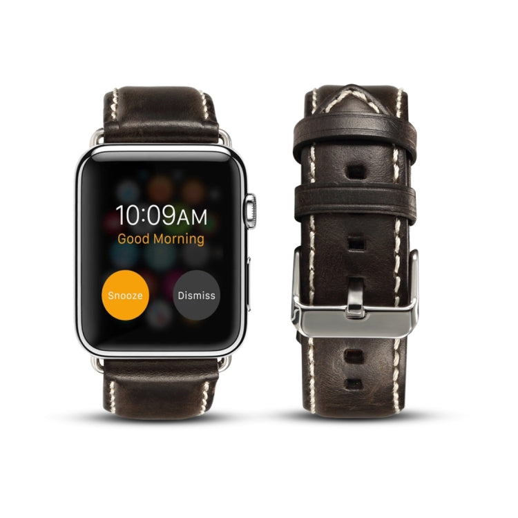 Oil Wax Retro Cowhide Strap Watchband, Compatible with Apple Watch Series