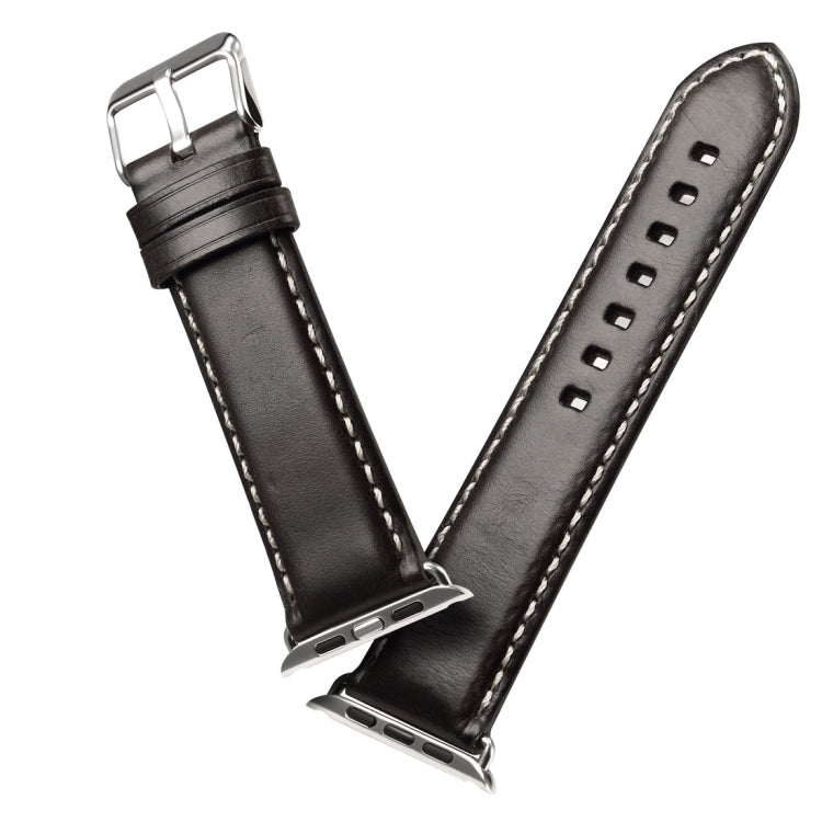 Oil Wax Retro Cowhide Strap Watchband, Compatible with Apple Watch Series