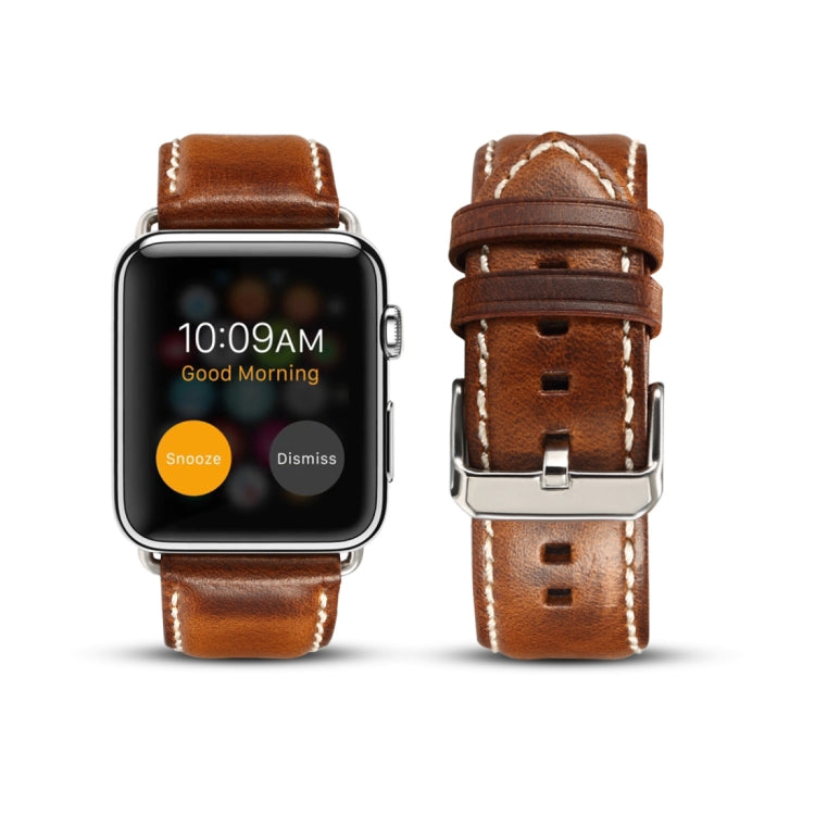 Oil Wax Retro Cowhide Strap Watchband, Compatible with Apple Watch Series