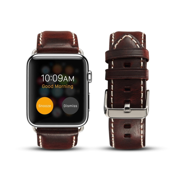 Oil Wax Retro Cowhide Strap Watchband, Compatible with Apple Watch Series