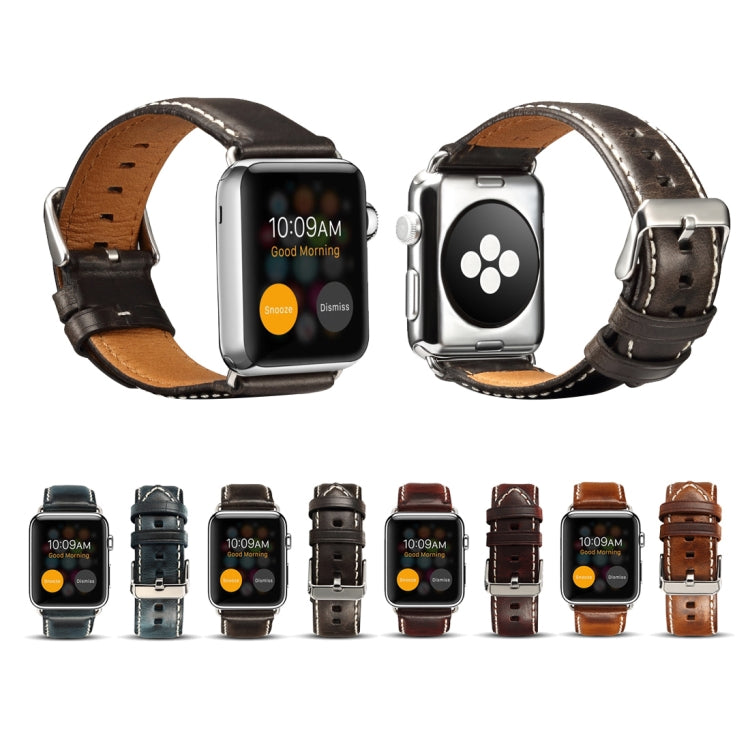 Oil Wax Retro Cowhide Strap Watchband, Compatible with Apple Watch Series