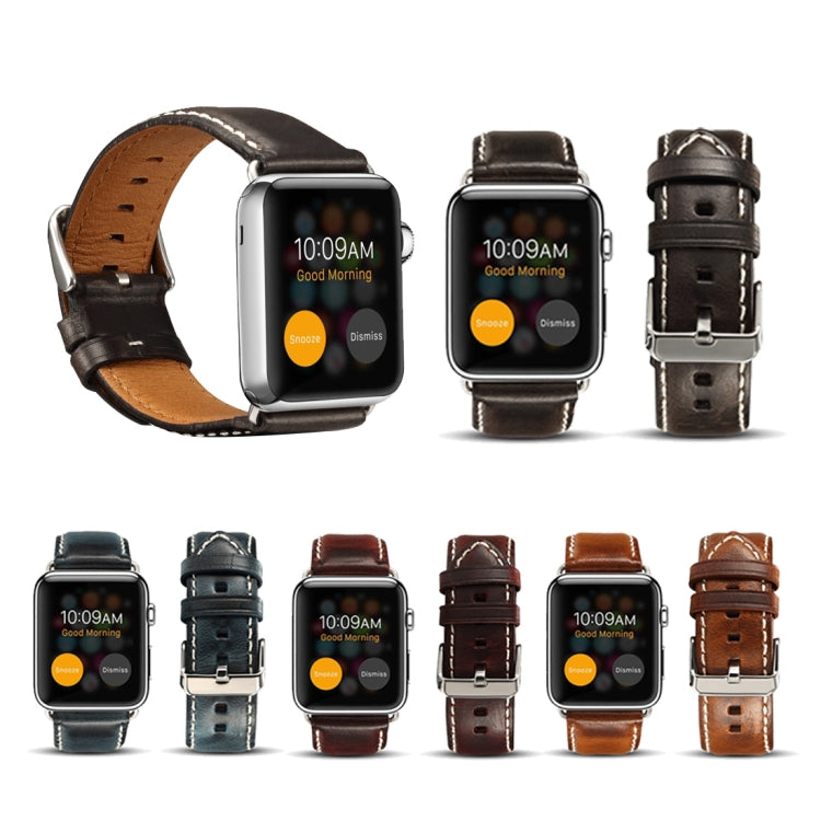 Oil Wax Retro Cowhide Strap Watchband, Compatible with Apple Watch Series 5