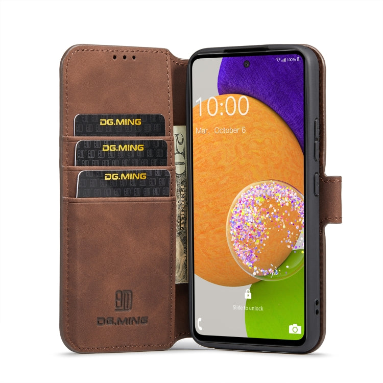DG.MING Retro Oil Side Horizontal Flip Leather Case with Holder & Card Slots & Wallet, Compatible with Samsung Galaxy A53 5G