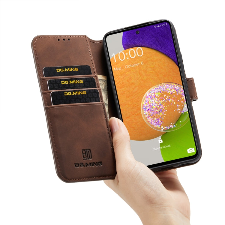 DG.MING Retro Oil Side Horizontal Flip Leather Case with Holder & Card Slots & Wallet, Compatible with Samsung Galaxy A53 5G
