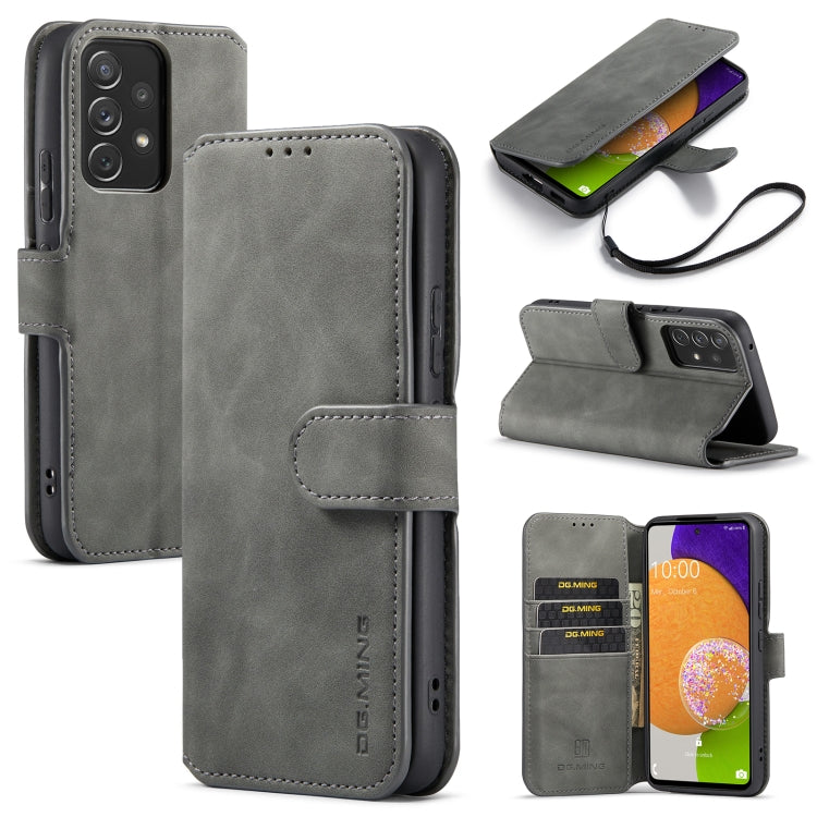 DG.MING Retro Oil Side Horizontal Flip Leather Case with Holder & Card Slots & Wallet, Compatible with Samsung Galaxy A53 5G