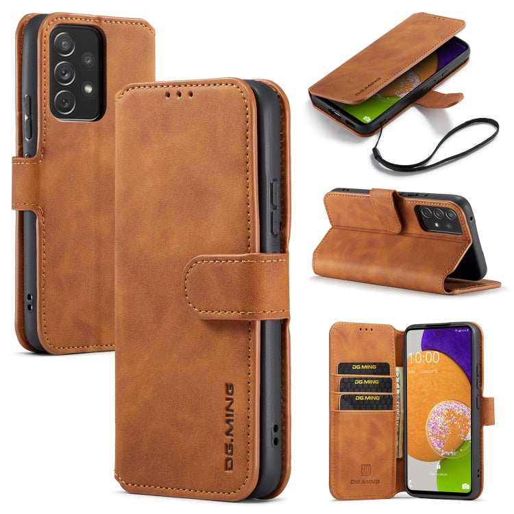 DG.MING Retro Oil Side Horizontal Flip Leather Case with Holder & Card Slots & Wallet, Compatible with Samsung Galaxy A53 5G